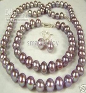 Fin 89mm Natural Muscatel Purple Grapes Pearl Necklace Armband örhängen Set6624868