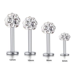 Whole Body Jewelry Labret Rings Stainless Steel shaballa Crystal Disco Ball Lip Piercing Jewelry 16G Lip Ring 30pcs6085535