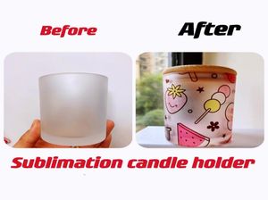 MOQ 20st 7oz11oz15oz sublimation Frosted Clear Glass Candle Holder with Bamboo Lid Blomt Water Bottle Diy Heat Transfer Candle 1351355