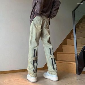 Jeans masculinos calças de cowboy masculino Retro Motocicleta direto para homens punk roupas de algodão regular Y2K 2000s no estilo coreano XS