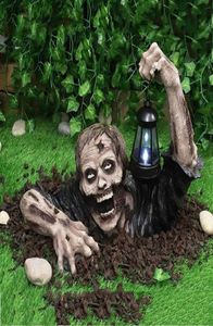 Creative Halloween decoração zumbi terror scary horror decoração estátua de lanterna leve para jardim externo em casa do lado de fora do quintal 2203238253409