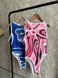 Women's Swimwear Women Swimsuit Fashion Blue Pink Wave Beach Swim Suit Ladies Clothing Size S/XL One Piece Designer