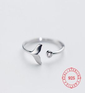Genuine 925 Sterling Silver Adjustable Fish Tail Mermaid Love Ring for Girlfriend Wife Women Good Quality Minimalist Jewelry Finge9814398