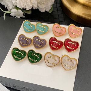 High-End Gold Plated Copper Luxury Brand Designers Double Letters Earring Camous Women Love Gift Heart Luxury Earring Wedding Party Back Stamp smycken Tillbehör