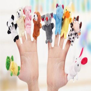 10Sets 100st Finger Toy Cute Cartoon Biologisk djurfingerdockan Plush Toys Barn Baby Favor Dolls pojkar flickor fingerdockor 326r