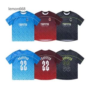 Herr t-shirts Trapstar Mesh Football Jersey Blue Black Red Men Sportwear T-shirt Designer Fashion Clothing 444444