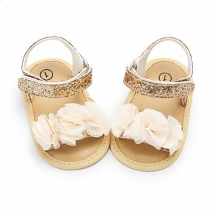 Jlong Summer Born Baby Shoes Girls Girls Girls Flower Lace Sandals Fashion幼児ソフトソール型非スライップ幼児ベビーベッドシューズ018か月240429