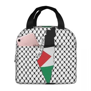 Totes Palestinian Flag Bandana Isolated Lunch Bag Leak Proof Picnic Hot Cooler Box Female Work Children H240504