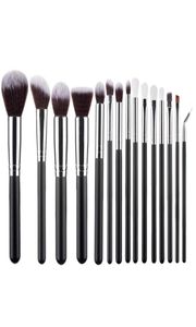 Профессиональные 15шт черные макияжные кисти Set Powder Founde Eyeshadow Blush Brush Soft Synthetic Hair Cosmetic Make Up Beauty To9296053