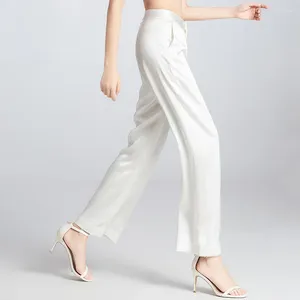 Women's Pants Women Mulberry Silk White Black Large Size Plus Wide-Leg Spring Summer Loose Straight