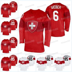 CEOMITNESS TEAM Switzerland 2022 Winter Hockey Jersey Reto Berra Michael fora Mirco Muller Yannick Weber Santeri Alatalo Sven Andrighetto Simon Moser