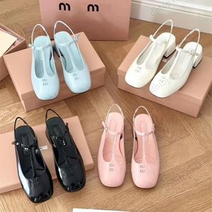 Designer Slingbacks high heels Mary Jane Women Ballet Leather Thick Heel fashion Sandals party shoes for Sweet Ladies Simple and Versatile Youth