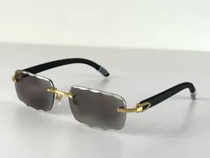 luxury brand designer mens wood sunglasses 0117 photo chromic rimless men women diamond cut lens sun glasses frameless lunette Lentes