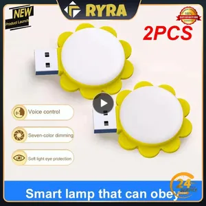 Table Lamps 2PCS Usb Night Light Intelligent Voice Control Led Lighting Portable Smart Childrens Lamp