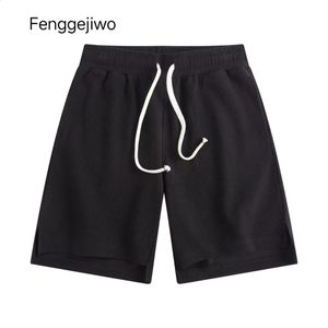 Fenggejiwo Waffle Shorts Casual Casual Casal Style Pure Cotton Elasty cintura 240416