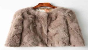 Genuine Full Pelt Fur Jacket Women039s Design Rabbit Coat Natural Wholeskin ONeck Fashion Slim Thin 2109103511559