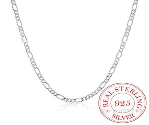 Włochy zrobione 925 srebrny łańcuch figaro 2 mm Slim Choker Naszyjnik Kobiety biżuterię Kolye Collier Ketting Colar 4060CM2612913979