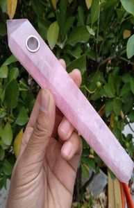 7in Length Natural rose Pipe Quartz Crystal Point wCarb Hole wand5909892