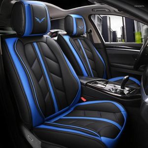 Autositz Deckt Blue Black Patchwork Cover Universal Front Lederfahrzeugkissenzubehör Sitze Protektorpolster Matten