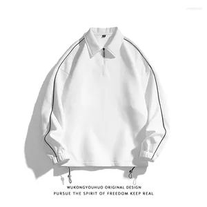 Men's Hoodies Spring Autumn Retro Simple Half-zip Lapel Long-sleeved POLO Shirts For Men/Women Trendy Brand Loose Casual Couple Pullovers