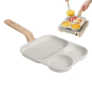 Pannor Breakfast Grill Pan 3 Sektion Skillet Icke-stick Egg omelett Stekning Dividerad matlagning