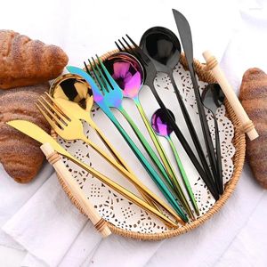 Conjuntos de utensílios de jantar 12 pcs Conjunto de talheres de aço inoxidável Faca de faca de colher de mesa de mesa Western cozinha talheres dourados