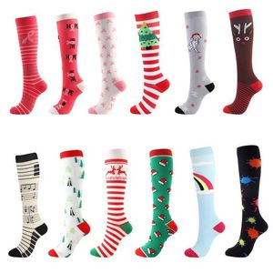 Socks Hosiery 2023 New Tight Socks Comfortable UnisexChristmas Party Socks Fun Pattern Outdoor Sports Running Fitness Anti Fatigue CasualSocks Y240504