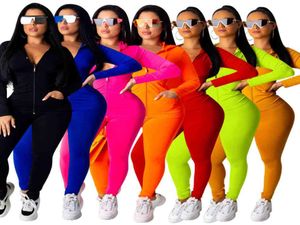 Kvinnliga spårningsdräkter 2 stycken kläder deserings tröjor långärmad ziper jacka kappa rosa cykel joggar set plus size woman kläder2550048