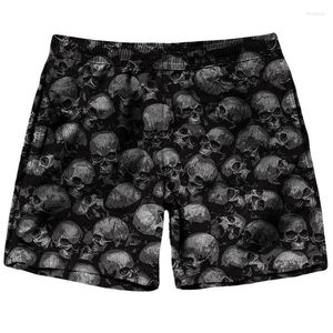 Herren -Shorts Männer Gothic Beach 3D Druckdollar Menschliche Schädel kurze Hosen Trendy Street Outdoor atmungsaktives Sportbrett