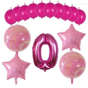 Party-Dekoration 30 Zoll Nummern 0-9 Fünf-Punkte-Staraluminium Folie Ballon 10 Rose Red Latex Kinder Mädchen Ballon Jubiläum