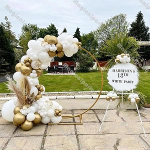 Dekoracja imprezowa 145pcs matowe białe chromowane złote balony girland Zestaw płci Dekoracje Dekoracje Baby Shower Ballon Balon łańcuch balonowy