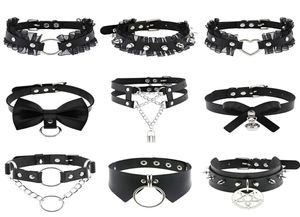 Fashion smycken läder spikad choker punk krage kvinnor män nitar päckade chocker chunky halsband goth smycken metall gotisk emo a2612141