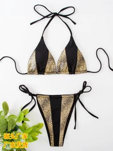 Kvinnors badkläder sexigt guld lapptäcke bikini set 2024 mujer kvinnor silver som går bandage push up mikro strand baddräkt thong baddräkt