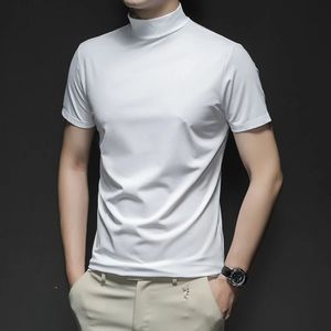 Versátil masculino de manga curta mock rush camiseta de camiseta de camiseta top top em whiteblackroyal blueburgundydark cinza 240419