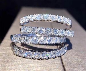 Jóias de luxo 925 prata esterlina safira branca completa cz diamante pedras promessas promessas de casamento feminino anel de noiva para amante2976235