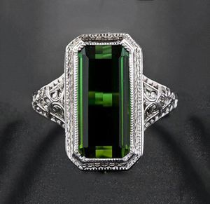 Anelli a grappolo antico motivo antico intaglio grande anello di pietra verde geometria Colore d'argento per uomini Gioielli di fidanzamento Donne Y5N5433354395