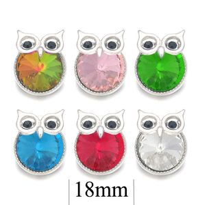 OWL FLOWER W431 Crystal 3D 18mm Metal Snap Button لقلادة سوار مجوهرات قابلة للتبديل.