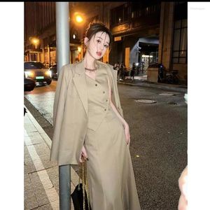 Work Dresses Office Lady Suit Women's Spring Tailored Coat V-neck Vest High Waist Mermaid Long Skirt Three-piece Set Fashion Female Clothes