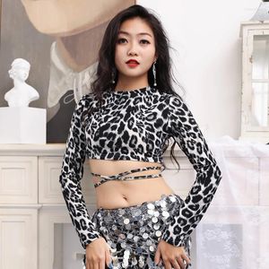 Scen Wear Belly Dance Costume Suit Top Pants With Sexy Leopard Print Nybörjargruppens enhetliga övningsstillbehör