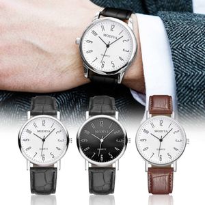 Armbandsur Mens 2024 Classic Wrist Men Vintage Design es Leather Strap Quartz Analog For Man Gift Reloj Hombre H240504