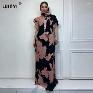 Ubranie etniczne Winii Afrykańskie kobiety dashiki boho print muzułmanki Abaya Dubai luksusowy design z szalikiem maxi sukienka luźna długa kaftan