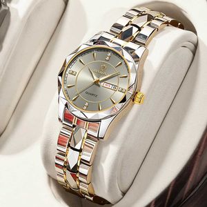 Zegarek Wristwatches Womens Watch 2024 Nowa złota bransoletka ze stali nierdzewnej Wodoodporna wodoodporna kwarc Prezent H240504