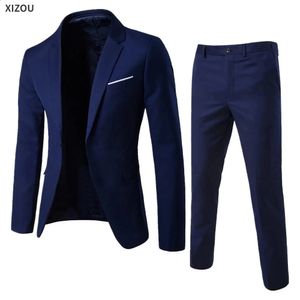 Men Suits for Wedding 2 Set Blazers elegantes 3 peças Jackets completos calças de colete de colete de casacos traje clássico 240430