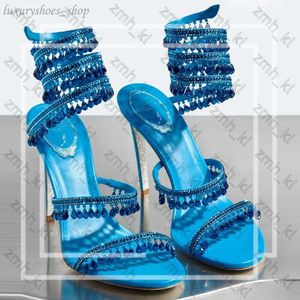 Rene Caovilla Crystal Chandelier High-heeled Sandals Women's Fairy Style Diamond Serpentine Wrapped Roman High Heels 10cm Designer Banquet 933