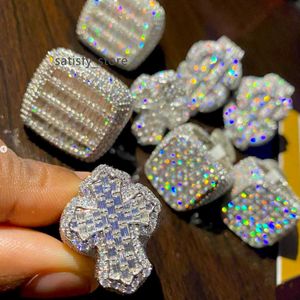 Luxury Jewelry Full Diamond moissanite rings 925 sterling silver D VVS Hip hop Ring Pass diamond tester Moissanite Diamond ring