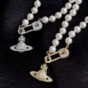 Premium Saturn Planet Pearl Necklace Women's Premium Design Pin Necklace Party Birthday Gift-presentförvirring presentförpackning