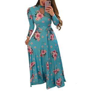 Designer women's clothing Standard size fashiona digital printed large swing dress for long sleeved dress for women maxi dress long sleeves dresses for womens LGAH