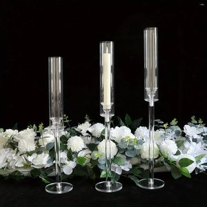 Candle Holders 10set 30 Pcs Crystal Acrylic Candlestick Road Lead Candelabra CenterPieces Wedding Porps Christmas Deco