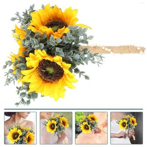 Decorative Flowers Plant Decor Simulated Sunflower Party Po Props Artificial Bridal Bouquet Bride Cascade Wedding Bridesmaid