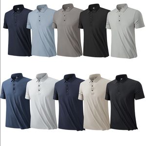 Casual Polo Shirt Men Cool Colours Ice Silk Capel T-shirt Business Rekrut krótki rękaw czysty kolor topy oddychające w spandeksie koszulki na pół rękawie dolne koszulki męskie ubrania męskie ubrania